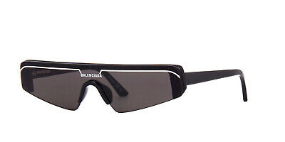 Pre-owned Balenciaga Bb0003s 001 Rectangular Square Black Grey 99 Mm Unisex Sunglasses In Gray