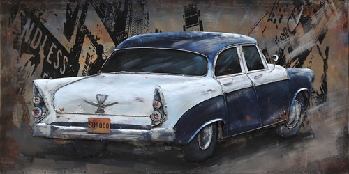 European Finery Art Green Car Hand Painted 3D Metal Wall Art, 21" X 40" Sale