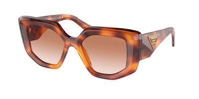 Pre-owned Prada Pr 14zs 18r70e Cognac Tortoise Brown Gradient 50 Mm Women's Sunglasses
