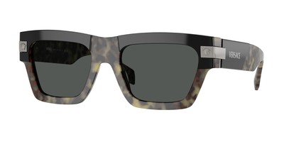 Pre-owned Versace Ve4464 545687 Havana Dark Grey 55 Mm Men's Sunglasses In Gray