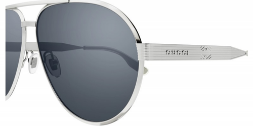 Pre-owned Gucci Gg1513s-003 Pilot Silver In Gray