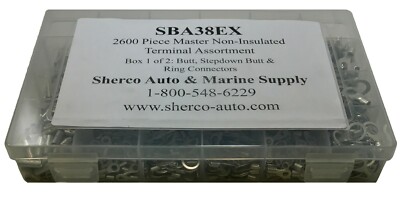 (2600) Master Non-Insulated Bare Crimp Wire Terminal Connector Assortment Kit