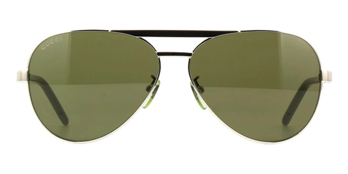 Pre-owned Gucci Gg1163s-002 Pilot Silver Green