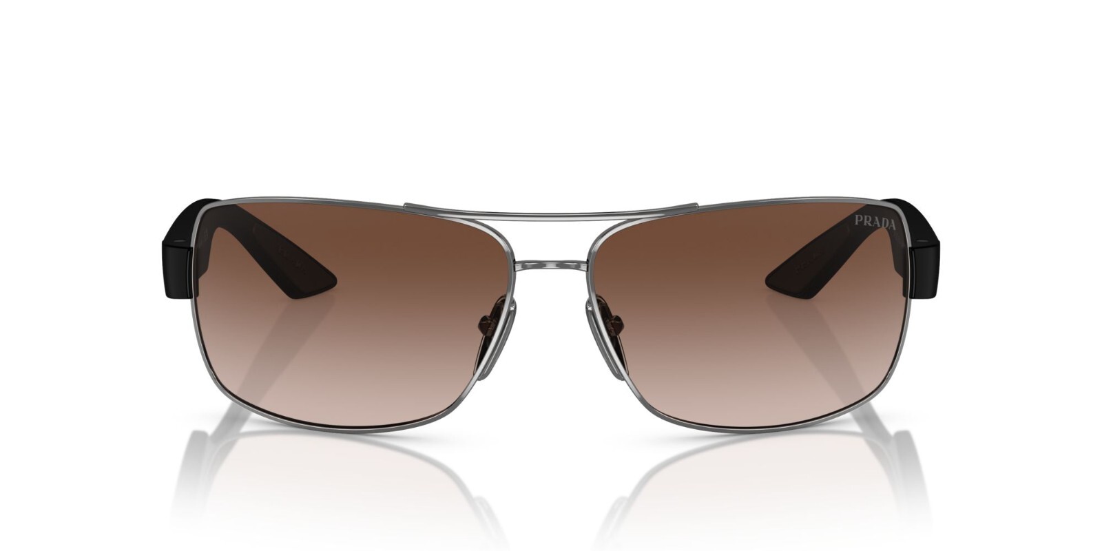 Pre-owned Prada Linea Rossa Ps 50zs Gunmetal/brown Shaded (5av-02p) Sunglasses