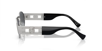 Pre-owned Versace Sunglasses Ve2264 151387 56mm Silver / Dark Grey Lens In Gray
