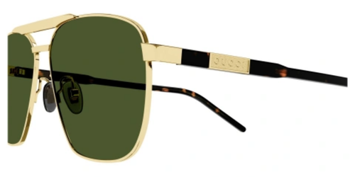 Pre-owned Gucci Gg1164s-004 Square Havana Gold In Green