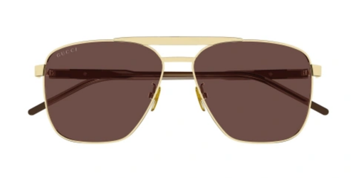 Pre-owned Gucci Gg1164s-002 Square Havana Gold In Brown
