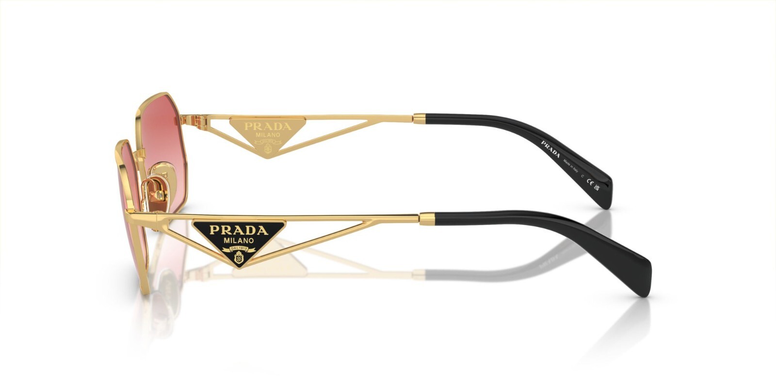 Pre-owned Prada Pr A51s Gold/pink Red Shaded (5ak-40c) Sunglasses