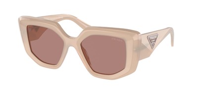 Pre-owned Prada Pr 14zs 19r10d Opal Natural Light Brown 50 Mm Women's Sunglasses