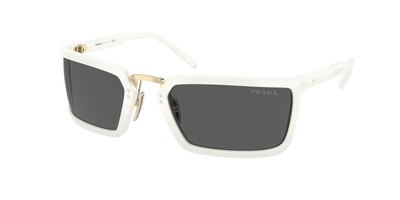 Pre-owned Prada Pr A11s 4615s0 White Dark Grey 62 Mm Men's Sunglasses In Gray