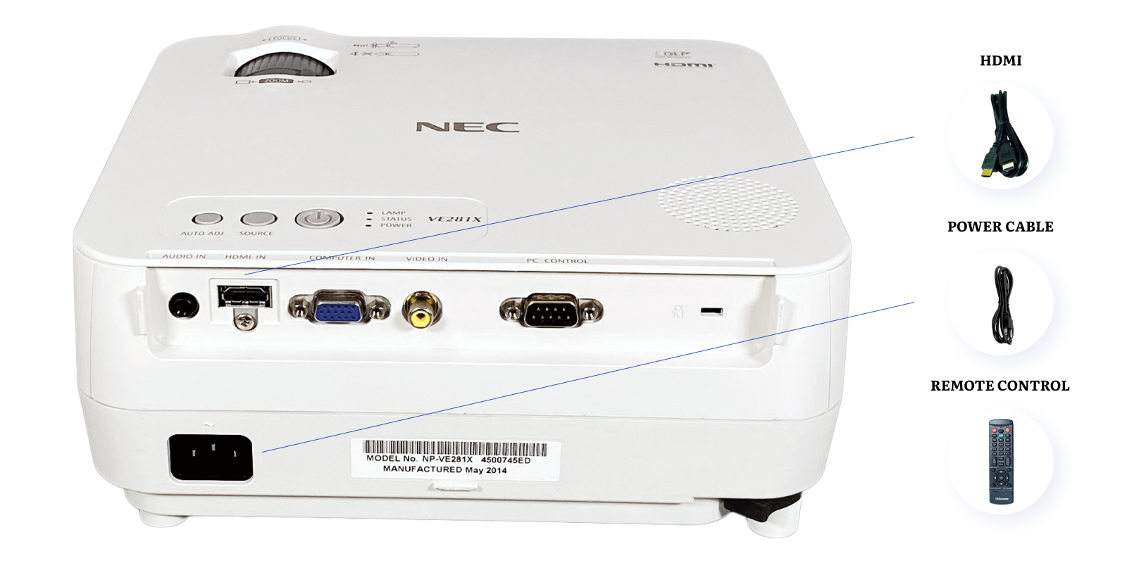NEC NP-VE281X - DLP Projector, 2800 ANSI, HD, 1080i, PC 3D NEC NP-VE281X - DLP Projector, 2800 ANSI, HD, 1080i, PC 3D