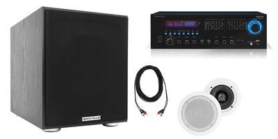 Technical Pro RX55URIBT Home Receiver+(2) 5.25'' White Ceiling Speakers+Subwoofer