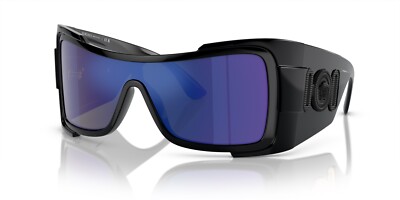 Pre-owned Versace Sunglasses Ve4451 Gb1/55 Black / Green Mirror Blue Electric Lens