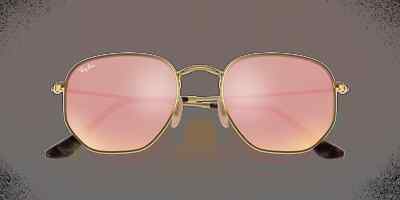 Pre-owned Ray Ban Ray-ban Hexagonal Sunglasses, Gold Frame, Copper Flash Lens, 54mm