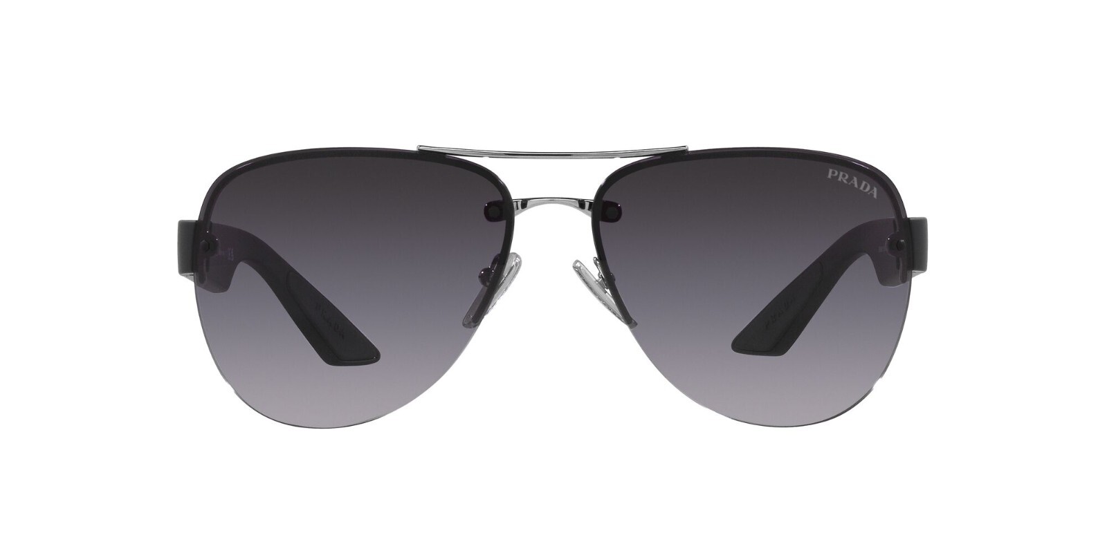 Pre-owned Prada Linea Rossa Ps 55ys Silver/grey Shaded (1bc-09u) Sunglasses