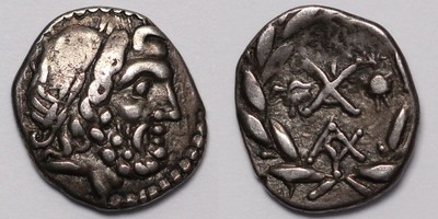 Ancient Greek Silver Coin Achaean League Lakedaimon/Sparta Hemidrachm 85 BC Rare