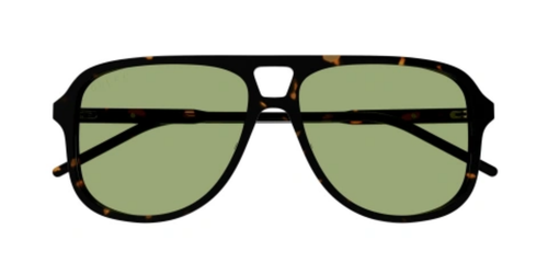 Pre-owned Gucci Gg1156s-004 Pilot Havana In Green