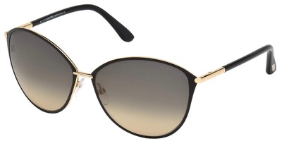 Pre-owned Tom Ford Ft0320 Sunglasses - Shiny Rose Gold Frame, Gradient 59-15-130, Black In Gray