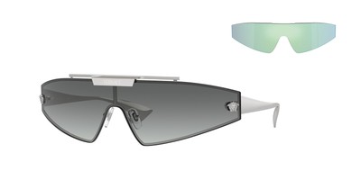 Pre-owned Versace Ve2265 100011 Silver Grey Gradient 44 Mm Women's Sunglasses