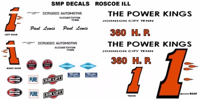 1961 Chevrolet Impala of Paul Lewis's NASCAR race car 1/25th model car decal