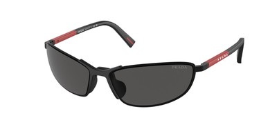 Pre-owned Prada Linea Rossa Ps 55zs 1bo06f Matte Black Dark Grey 60 Mm Men's Sunglasses In Gray