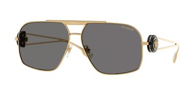 Pre-owned Versace Ve2269 100281 Black Dark Grey Polarized Polarized 62 Mm Men's Sunglasses In Gray