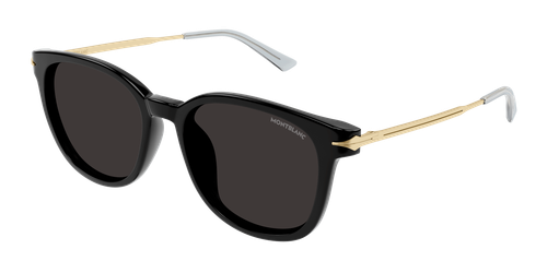 Pre-owned Montblanc Mb0304sa-001-55 Black Gold In Gray