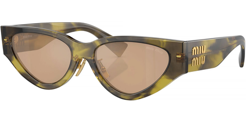 Pre-owned Miu Miu 0mu03zs-5413q40d Cat Eye Brown In Silver