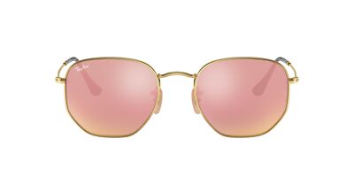 Pre-owned Ray Ban Ray-ban Hexagonal Sunglasses, Gold Frame, Copper Flash Lens, 54mm