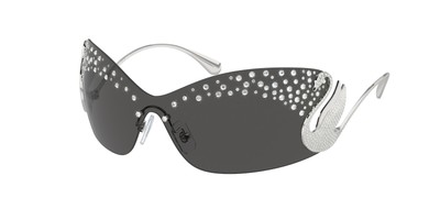 Pre-owned Swarovski Sk7020 400187 Silver Dark Grey 34 Mm Women's Sunglasses In Gray