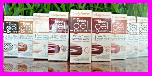 SALE! Sally Hansen INSTA GEL STRIPS 4pc Kit 16 Nail Polish Apps, Top Coat, File!