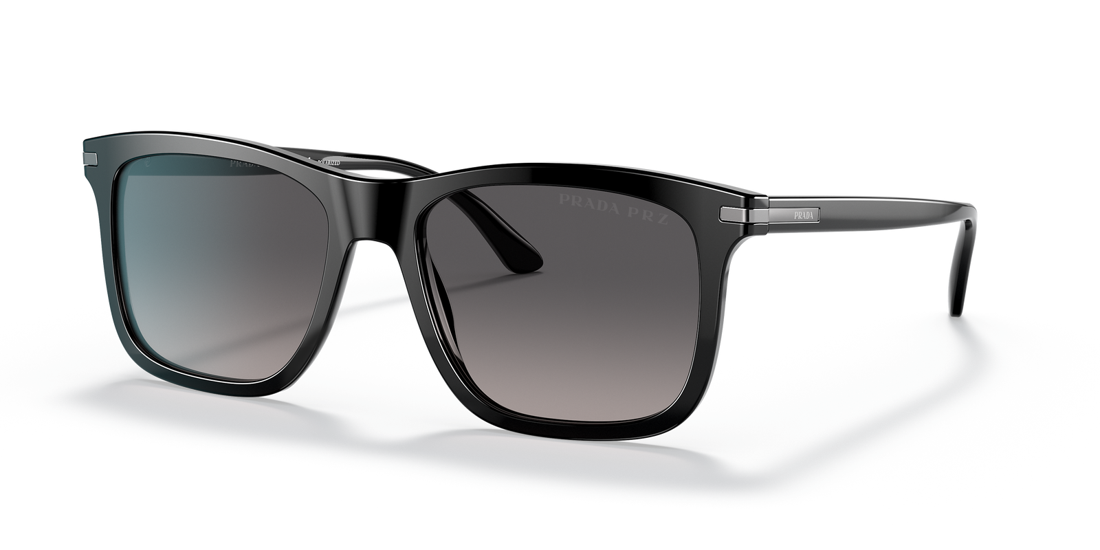Pre-owned Prada Pr 18ws 1ab-09g Black/grey Shaded Polarized Sunglasses Brand Authentic