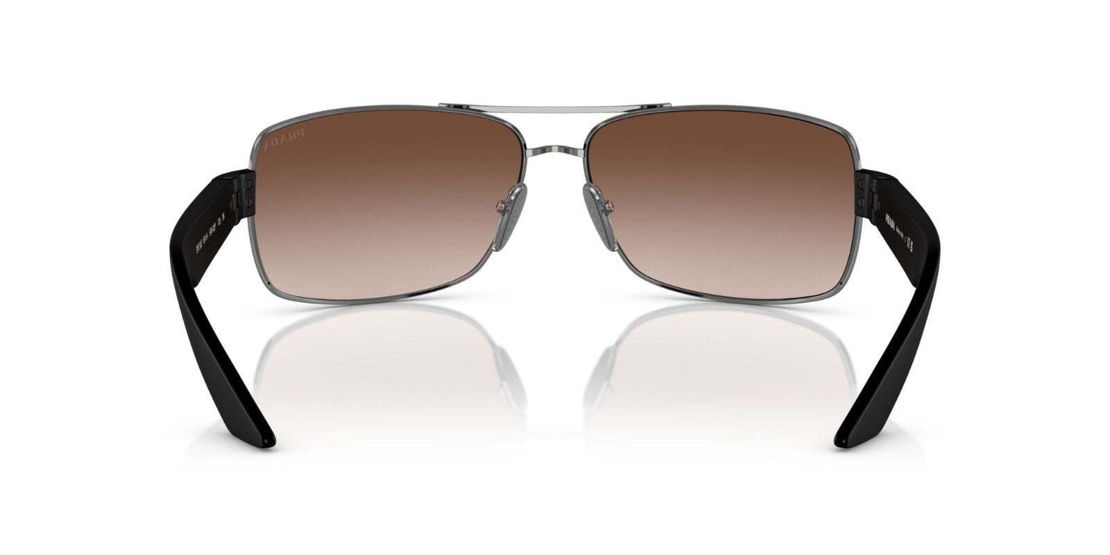Pre-owned Prada Linea Rossa Ps 50zs Gunmetal/brown Shaded (5av-02p) Sunglasses