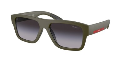 Pre-owned Prada Linea Rossa Ps 04zs 15x09u Green Military Grey Grad 56 Mm Men's Sunglasses In Grey Gradient