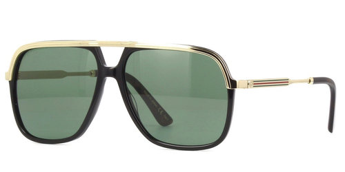 Pre-owned Gucci Gg0200s-001 Pilot Black In Green