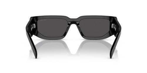 Pre-owned Prada Pr 09zs 1ab5s0 Black Silver Logo Dark Grey Lens Sunglasses Authentic In Gray