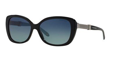 Pre-owned Tiffany & Co Sunglasses Tf4106b 80014u 57mm Black / Black Polarized Lens In Blue