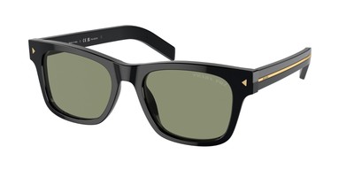 Pre-owned Prada Pr A17s 16k20g Black Polarized Green Polarized 51 Mm Men's Sunglasses