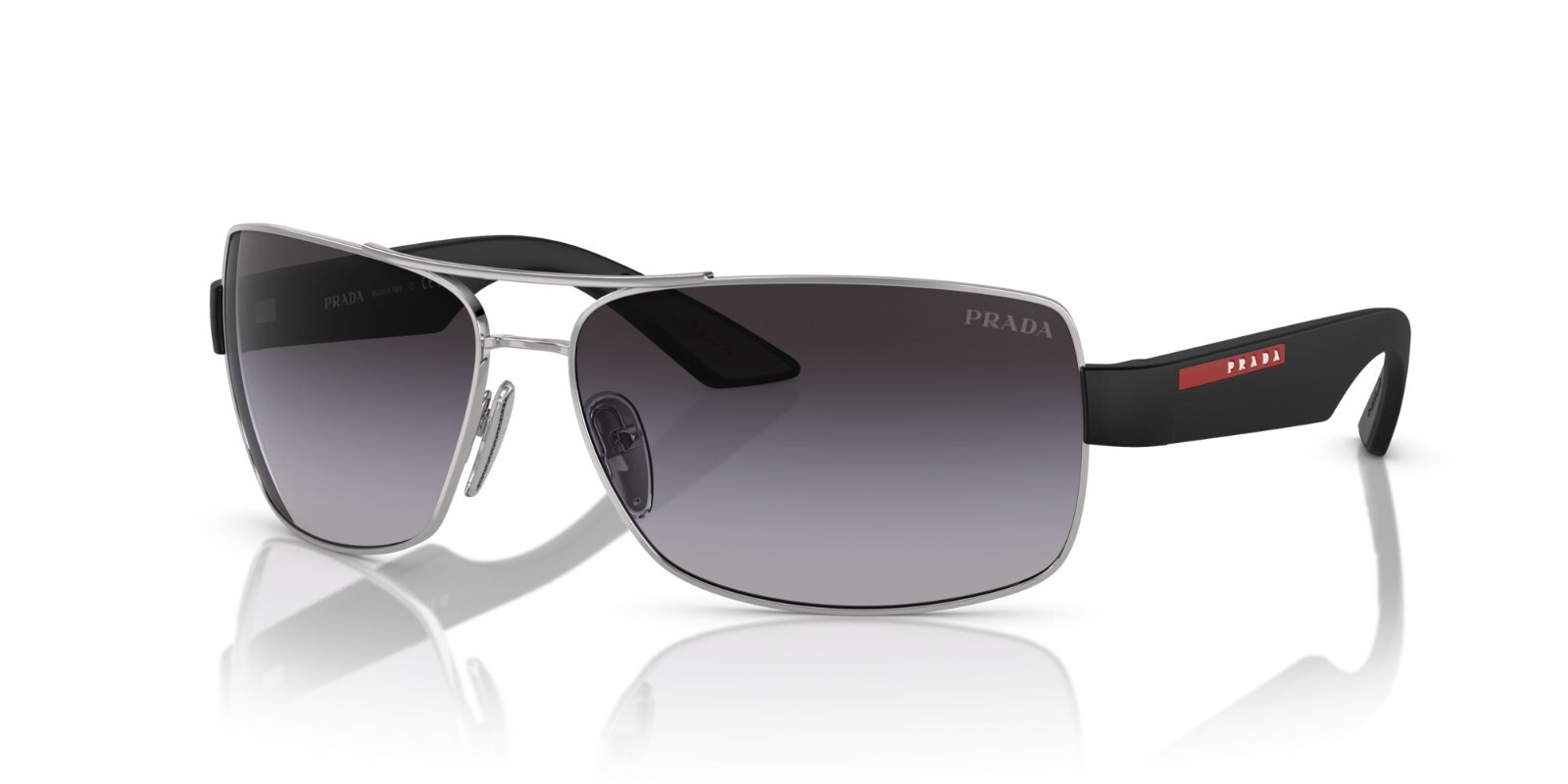 Pre-owned Prada Linea Rossa Ps 50zs Silver/grey Shaded (1bc-09u) Sunglasses