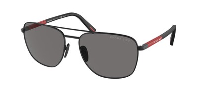 Pre-owned Prada Linea Rossa Ps 54zs 1bo02g Matte Black Grey Polarized 60mm Mens Sunglasses In Gray