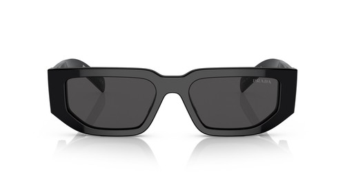 Pre-owned Prada Pr 09zs 1ab5s0 Black Silver Logo Dark Grey Lens Sunglasses Authentic In Gray