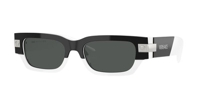 Pre-owned Versace Ve4465 545987 Top Black White Dark Grey 53 Mm Men's Sunglasses In Gray