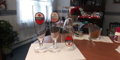 3 Vedett Stemmed Beer Glass 33cl 330ml  Belgian Belgium lined extra blonde