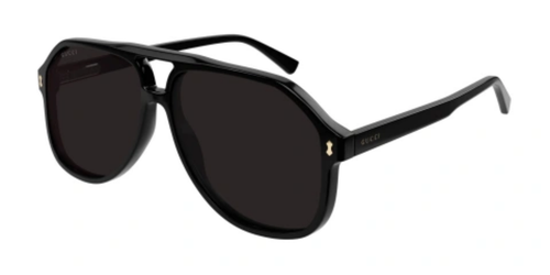 Pre-owned Gucci Gg1042s-001 Pilot Black In Gray