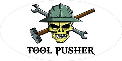 3 - Tool Pusher Skull Oilfield Roughneck Hard Hat Helmet Sticker H296