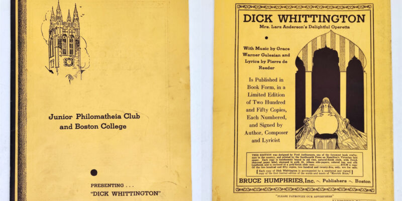 1933 antique DICK WHITTINGTON larz ISABEL ANDERSON theater PROGRAM 