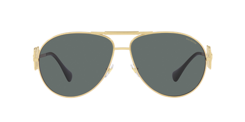 Pre-owned Versace Sunglasses Ve2249 100281 65mm Gold / Polar Grey Lens In Gray