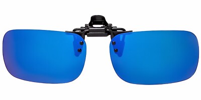 Medium/Large Rectangular Clip On Flip/Up Sunglasses Polarized Color Mirror 80P