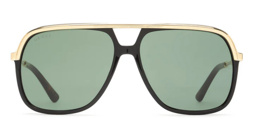 Pre-owned Gucci Gg0200s-001 Pilot Black In Green