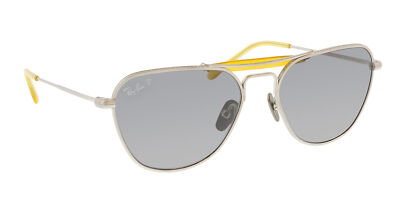 Pre-owned Ray Ban Ray-ban 0rb8064 9206k8 Aviator Titanium Brushed Silver Polarized Sunglasses In Gray